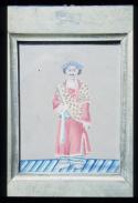 Indian miniature on glass: Man Servant with Postal Packet