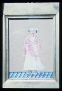 Indian miniature on glass: Man Servant with Scroll