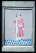 Indian miniature on glass: Man Servant with Ceremonial Staff