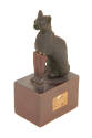Bronze figure of a cat of Mhau made in Egypt.