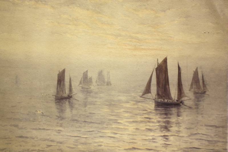 Sailing Barges. A Misty Evening