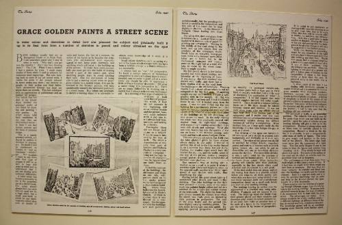 Mounted magazine article about the artist