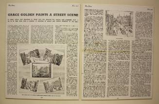 Mounted magazine article about the artist