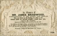 James Braidwood. Memorial Card, 1861