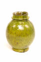 Spanish-Moorish jar of green glazed earthenware.