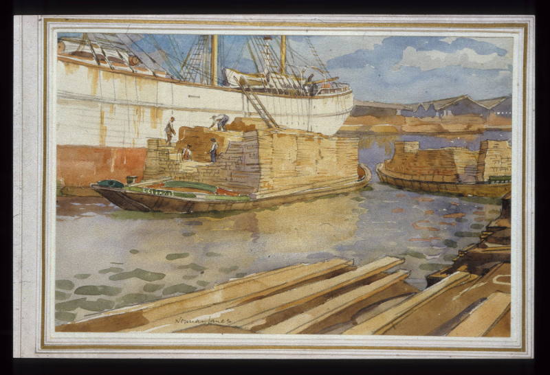 Barge with Timber Cargo, Surrey Docks, 1933