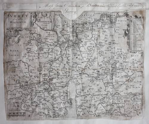 Map of Surrey from Camden's Brittania