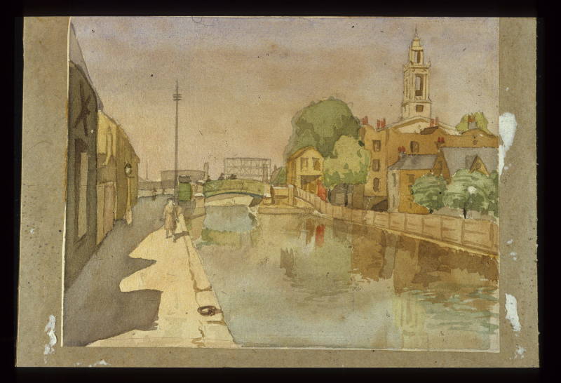 Grand Surrey Canal, crossed by Wells Way with St. George's