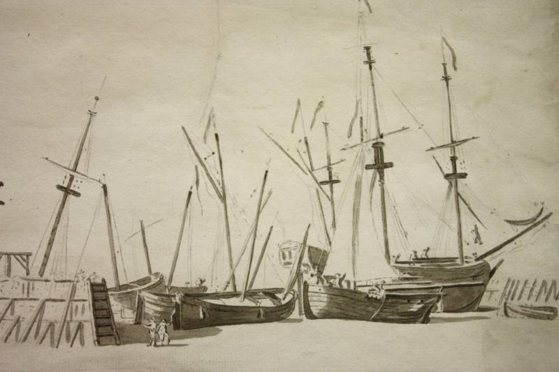Boats and Ships Beached near a Jetty