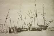 Boats and Ships Beached near a Jetty