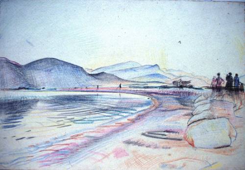 Untitled. Figure, Shore & Mountains