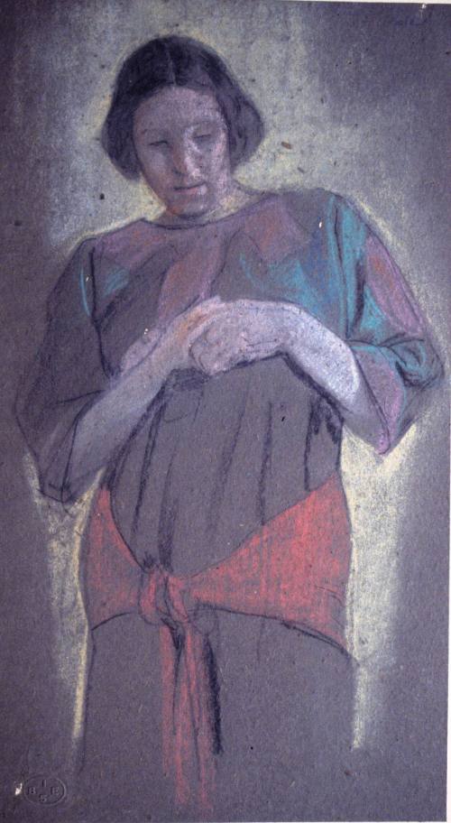 Untitled. Study of a Woman in Gown and Red Sash
