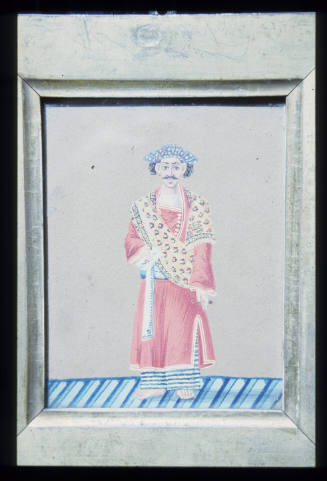 Indian miniature on glass: Man Servant with Postal Packet