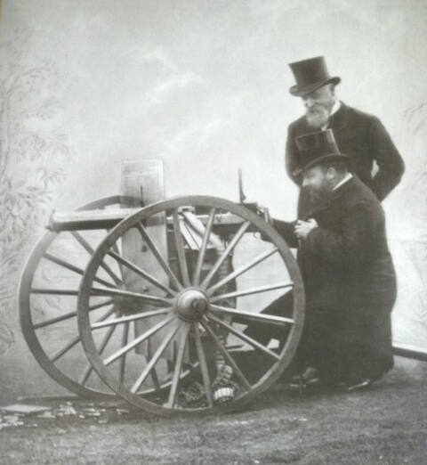 Sir Hiram Maxim and the Prince of  Wales Firing a Maxim Gun