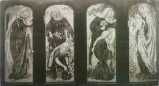 Window II. St. Editha as Abbess:
 
5. St. Editha holding crozier, admonishing
6. Two Nuns ga…