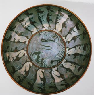 Lustre Ware Comport; Dragon Design