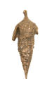 Statuette of a highly stilized human figure that has been elongated to form a pointed head, ind…