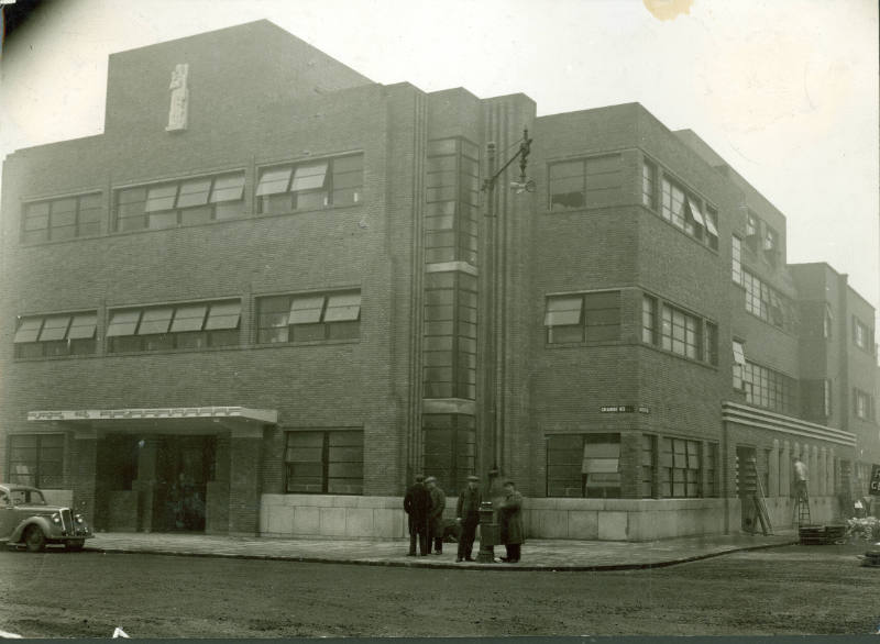 Black and white photograph of the public Health Centre on the corner of Grange Road and Alscot …