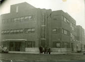 Black and white photograph of the public Health Centre on the corner of Grange Road and Alscot …