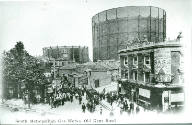 Black and white photograph of the South Metropolitan Gas Works, Old Kent Road. 