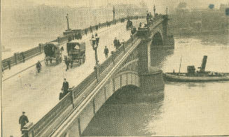 Newpaper cutting depicting a view of Southwark Bridge looking north, from the newspaper, The Da…